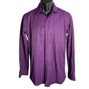 Vitarelli Italy Button Up Long Sleeve Shirt M Purple Slim Fit Cotton Collared